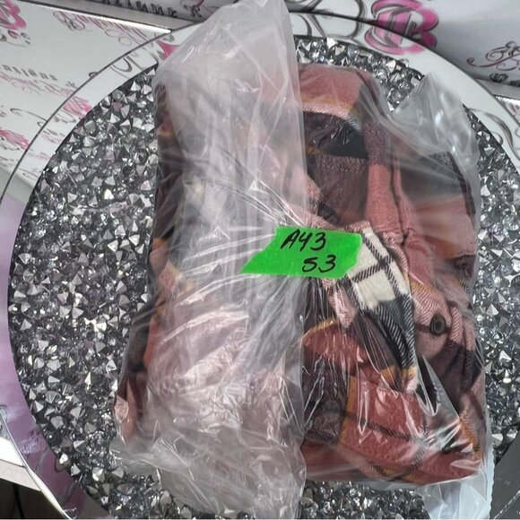 Old Navy button down Plaid Shirt in orange Red, Black, and Yellow - Picture 12 of 12